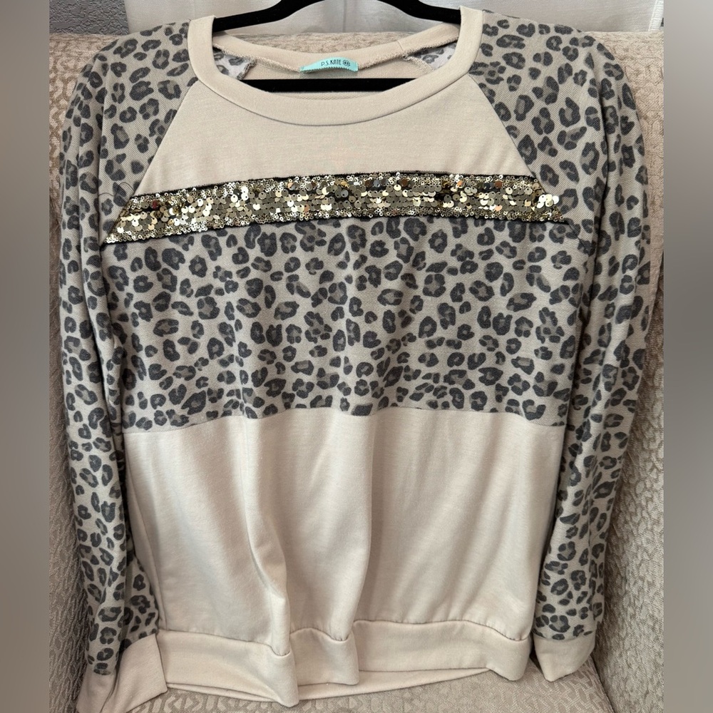 PS Kate Leopard‎ Print Sequin Sweatshirt